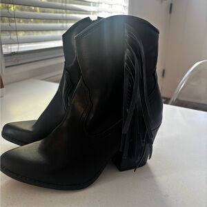 wild fable Black Fringe Western Ankle Boots
